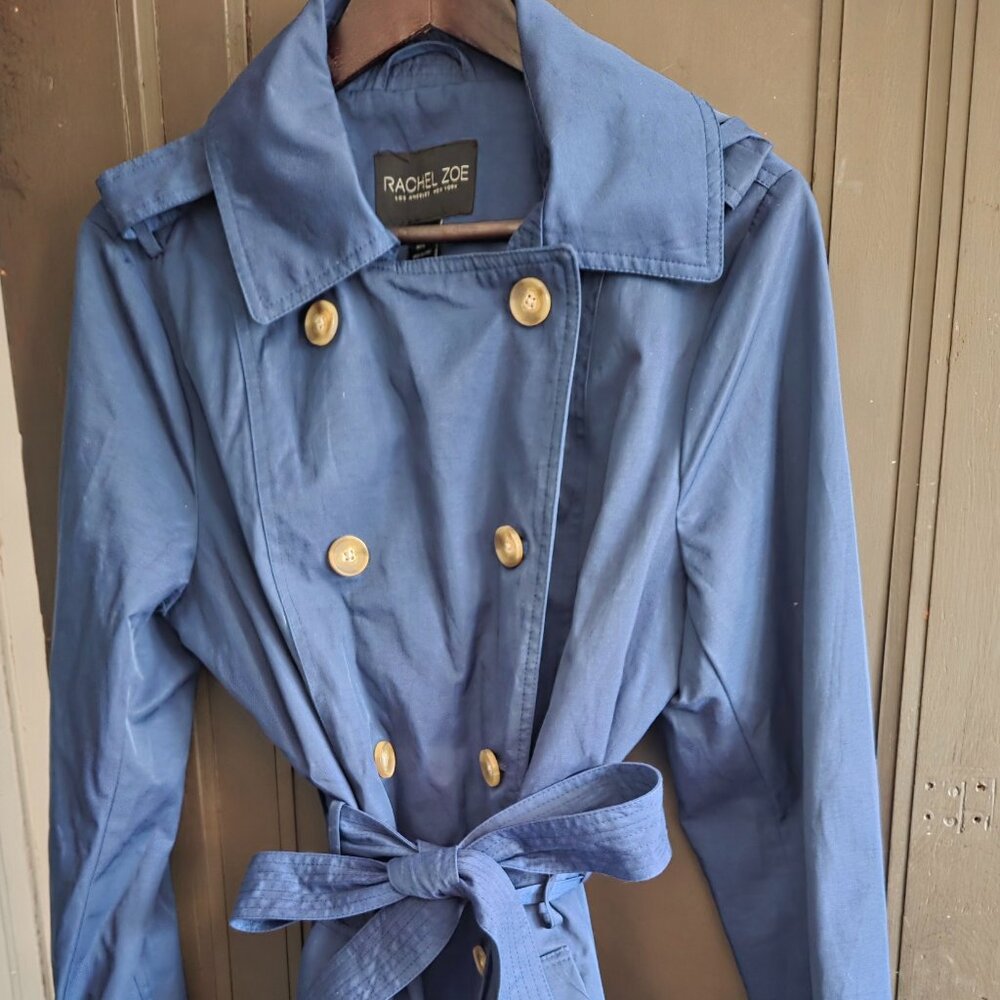 Rachel Zoe double breasted Hooded trench coat - Cobalt blue - XL - NWOT